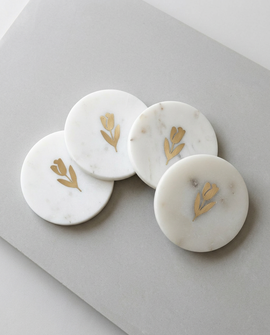 Tulip Marble Coasters, Set of 4