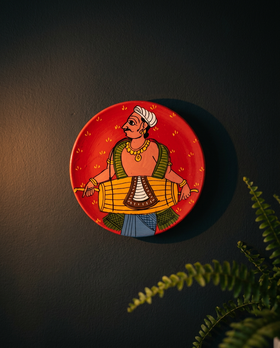 Cheriyal Wall Plate – The Drummer (Small)