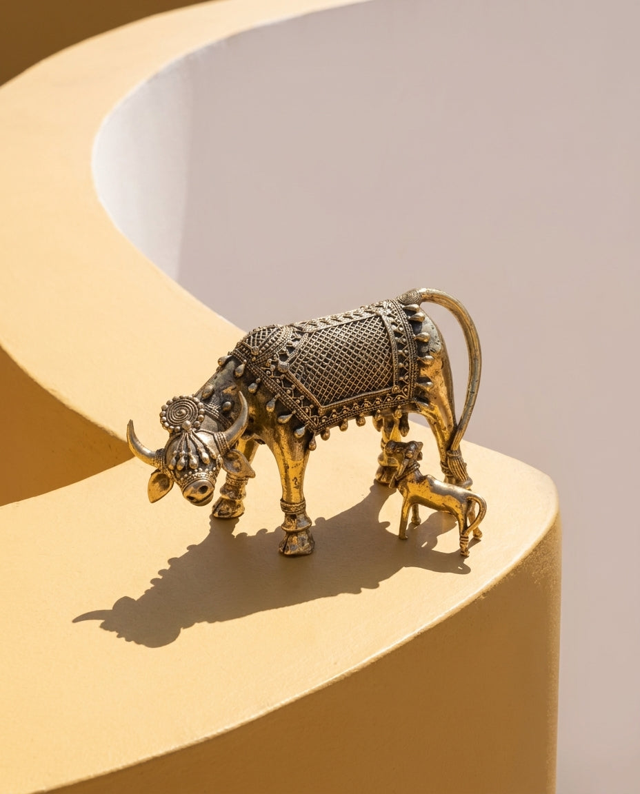 Dhokra Grazing Cow & Calf