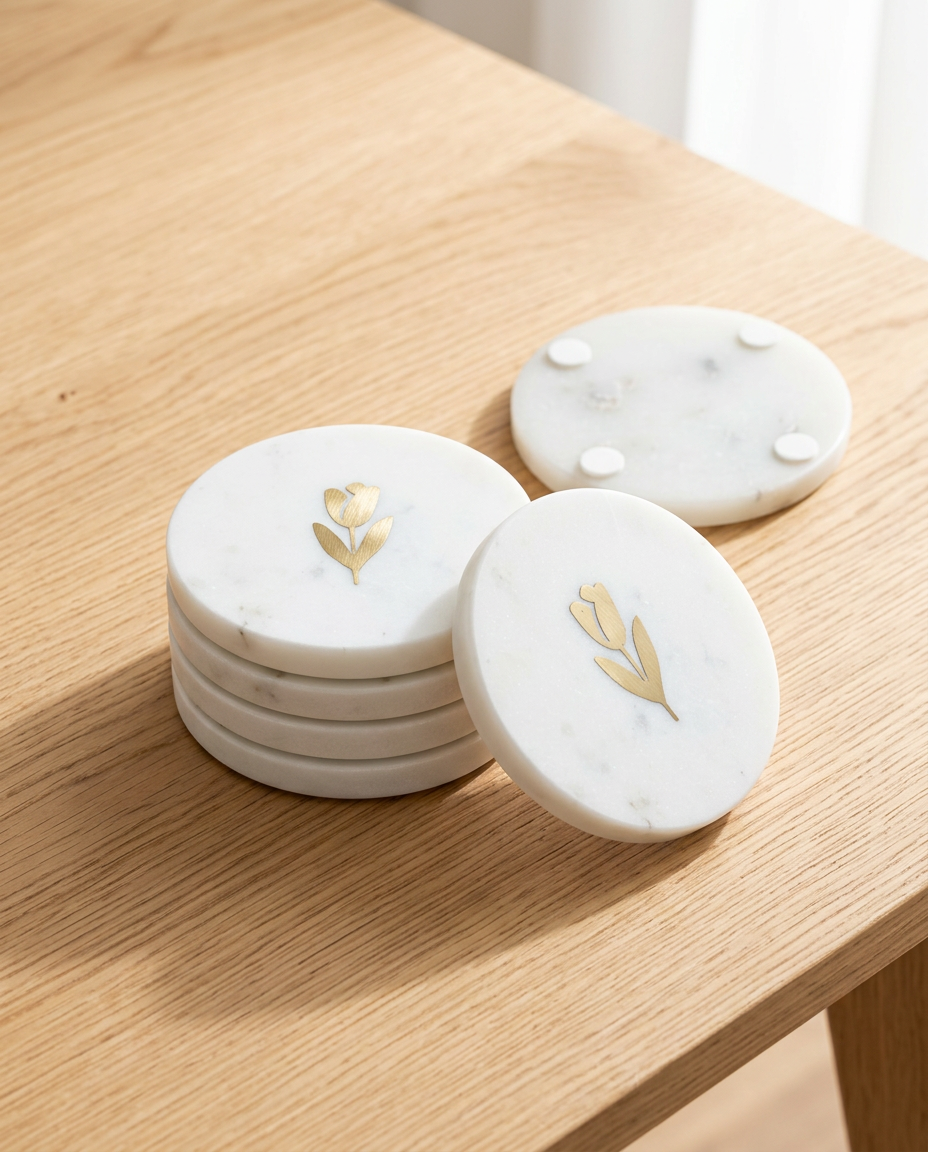 Tulip Marble Coasters, Set of 4