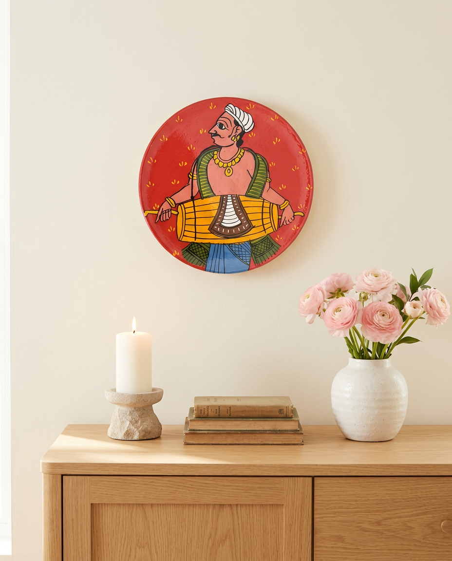 Cheriyal Wall Plate – The Drummer (Small)