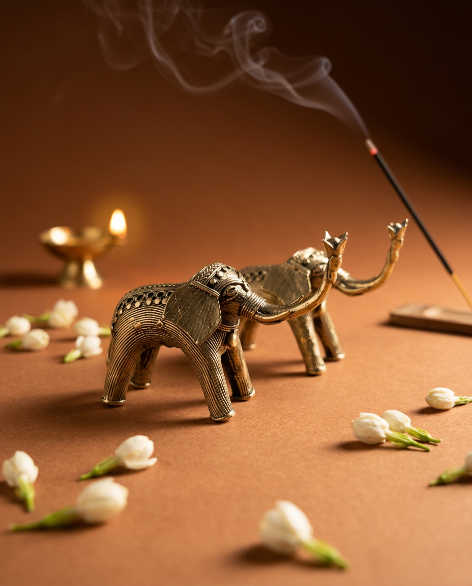 Dhokra Elephant Pair