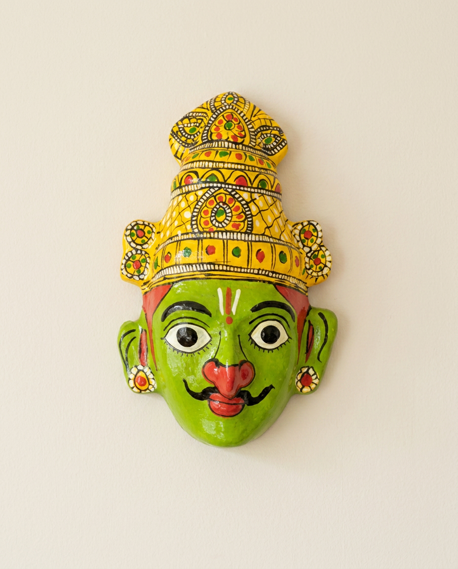 Cheriyal Garuda Mukhauta — Hand-Painted Wall Bust