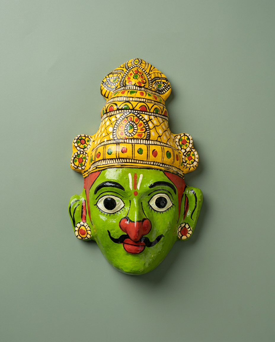 Cheriyal Garuda Mukhauta — Hand-Painted Wall Bust