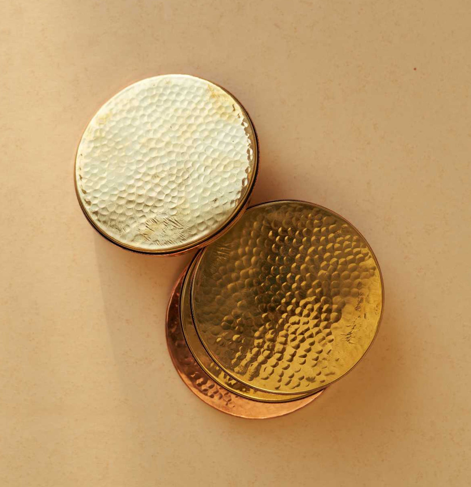Chamak Copper and Brass Coasters (Set of 4)