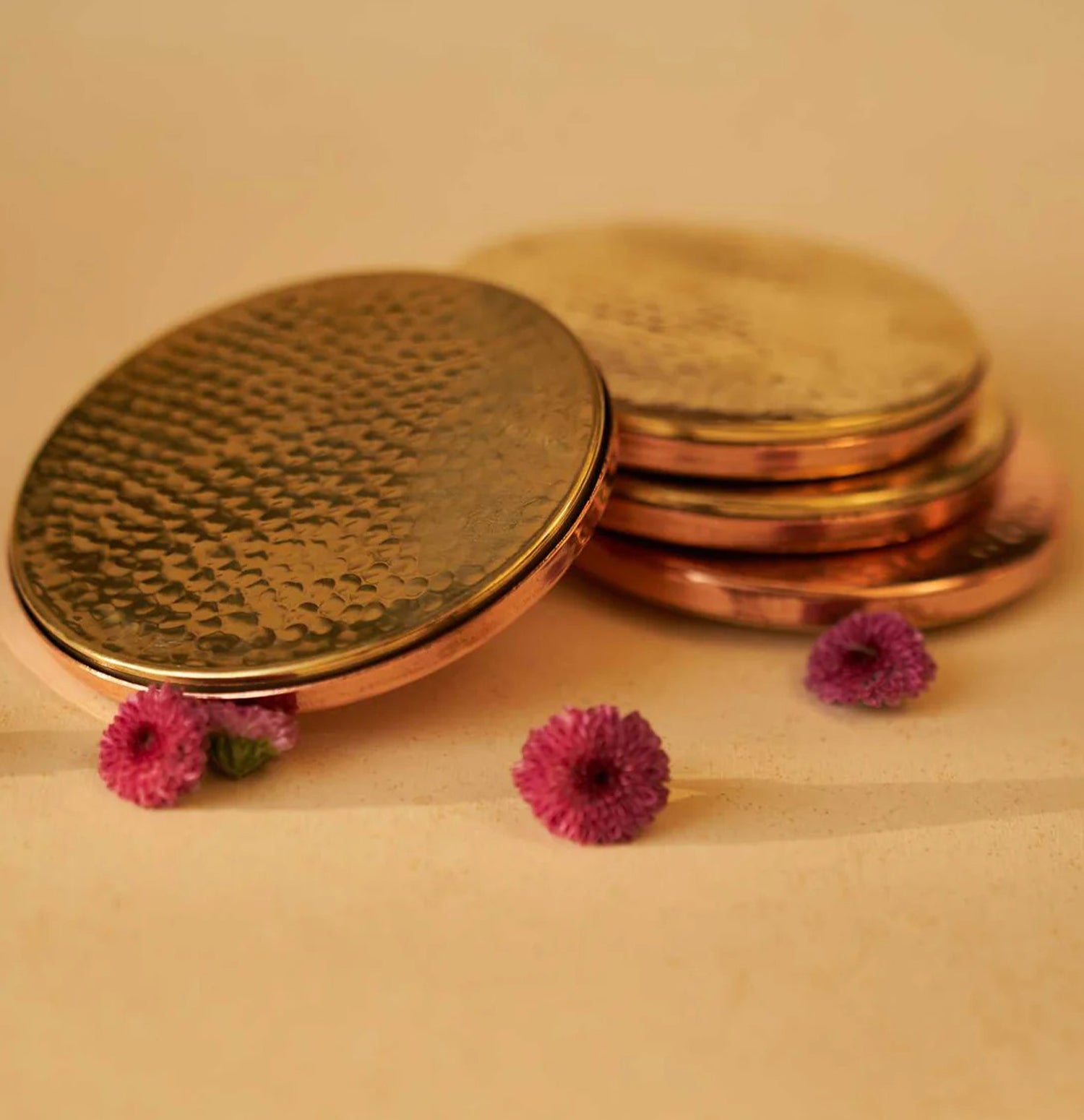 Chamak Copper and Brass Coasters (Set of 4)