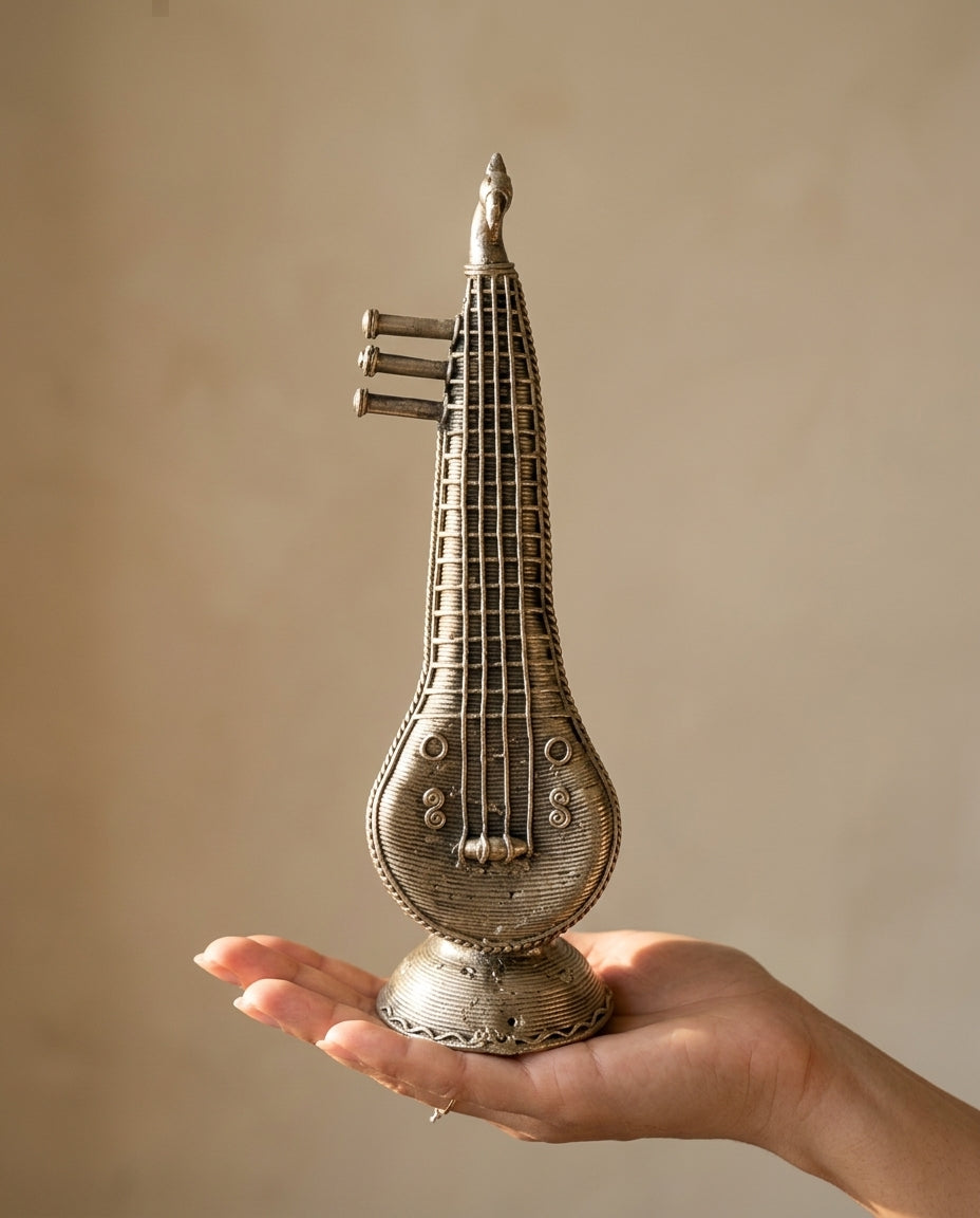 Dhokra Veena Sculpture — Large