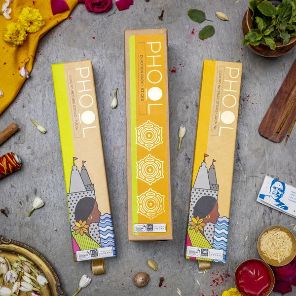 Phool Devotion Pack – Natural Incense Sticks (Tulsi &amp; Jasmine)