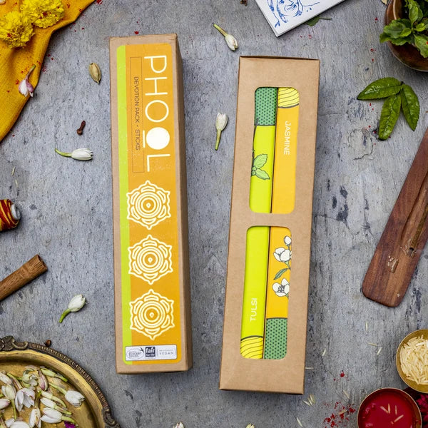 Phool Devotion Pack – Natural Incense Sticks (Tulsi &amp; Jasmine)