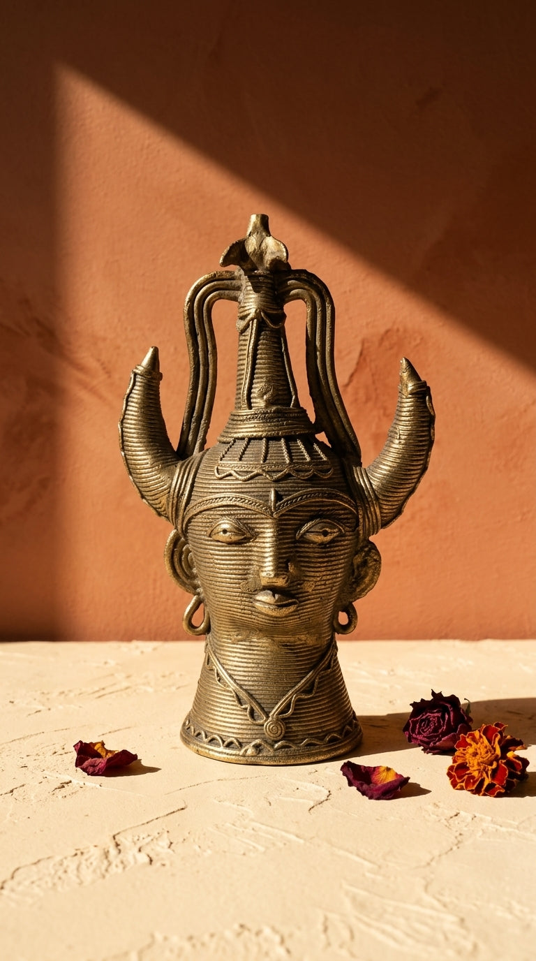 Dhokra Tribal Chief Mask (Medium) — Male