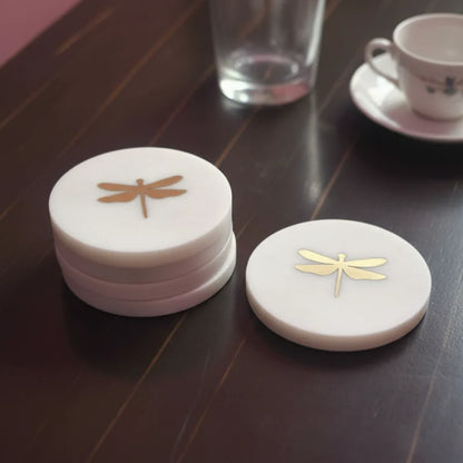Dragonfly Marble Coasters, Set of 4