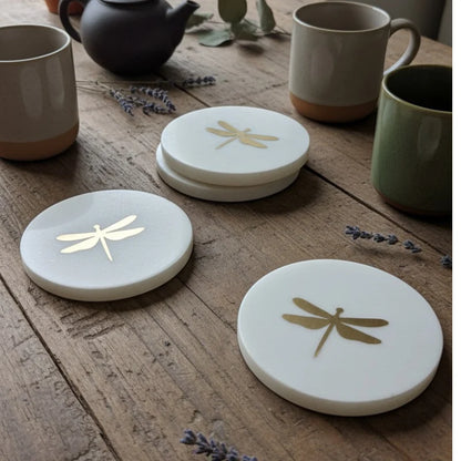 Dragonfly Marble Coasters, Set of 4