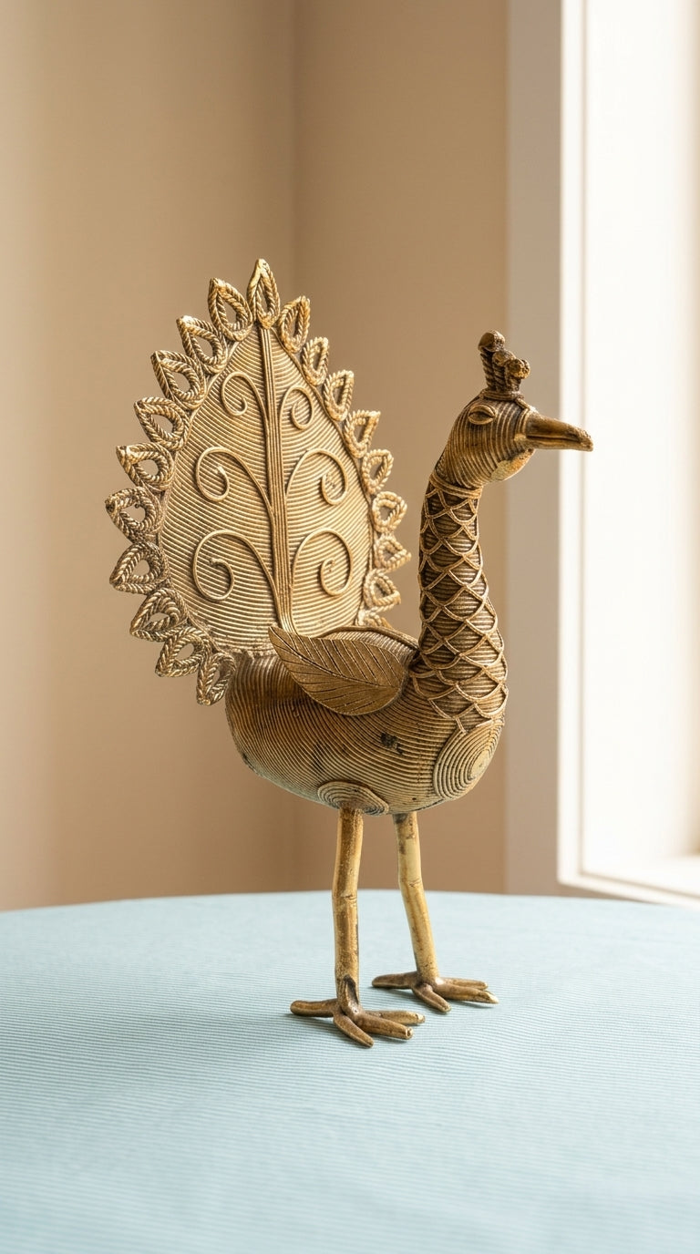Dhokra Peacock (Large)