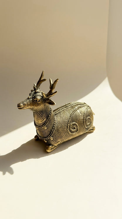Dhokra Sitting Deer Single