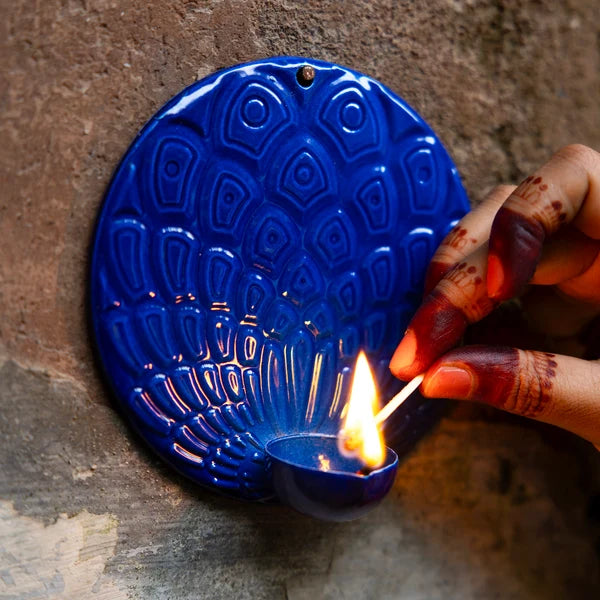 Peacock Wall Hanging Diya Holder