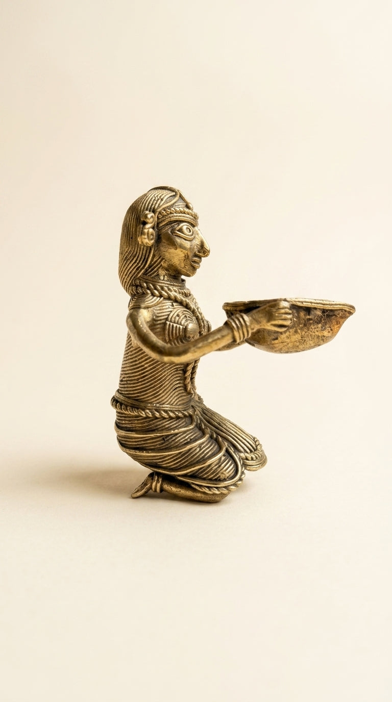 Dhokra Lady with Diya