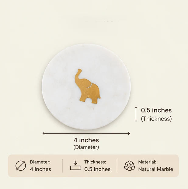 Elephant Marble Coasters, Set of 4
