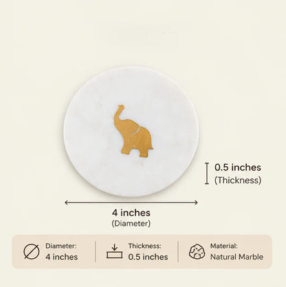 Elephant Marble Coasters, Set of 4