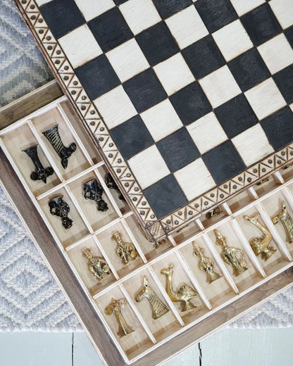 Tribal Chess Set — Dhokra Brass &amp; Pyrography Wood
