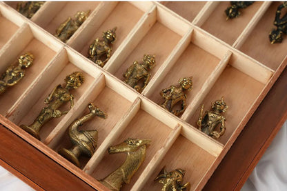 Tribal Chess Set — Dhokra Brass &amp; Pyrography Wood