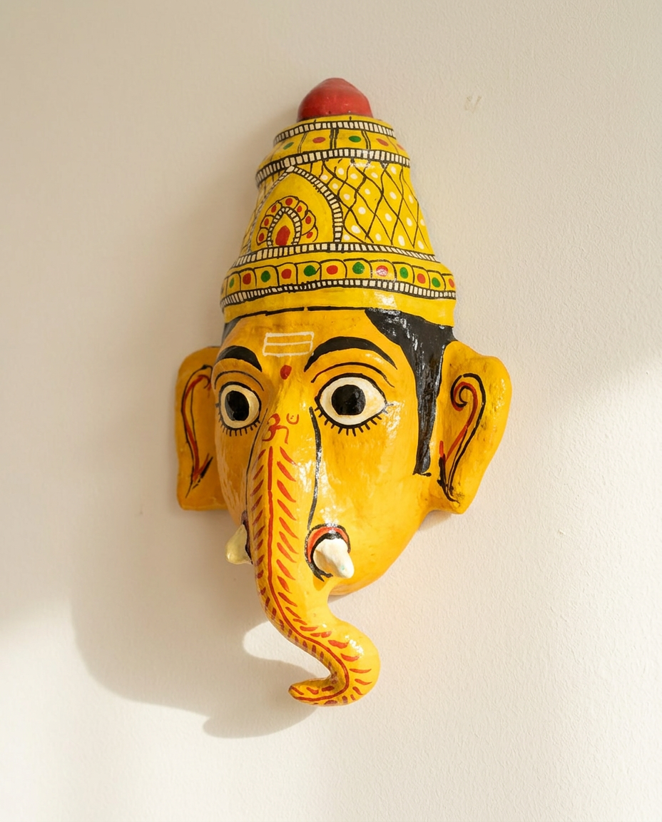 Cheriyal Ganesha Mukhauta — Hand-Painted Wall Bust
