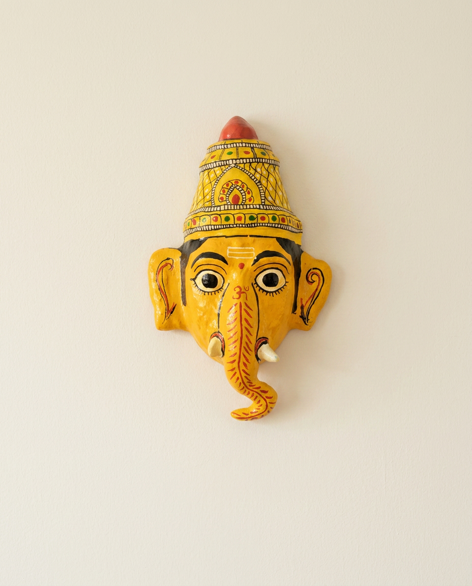 Cheriyal Ganesha Mukhauta — Hand-Painted Wall Bust