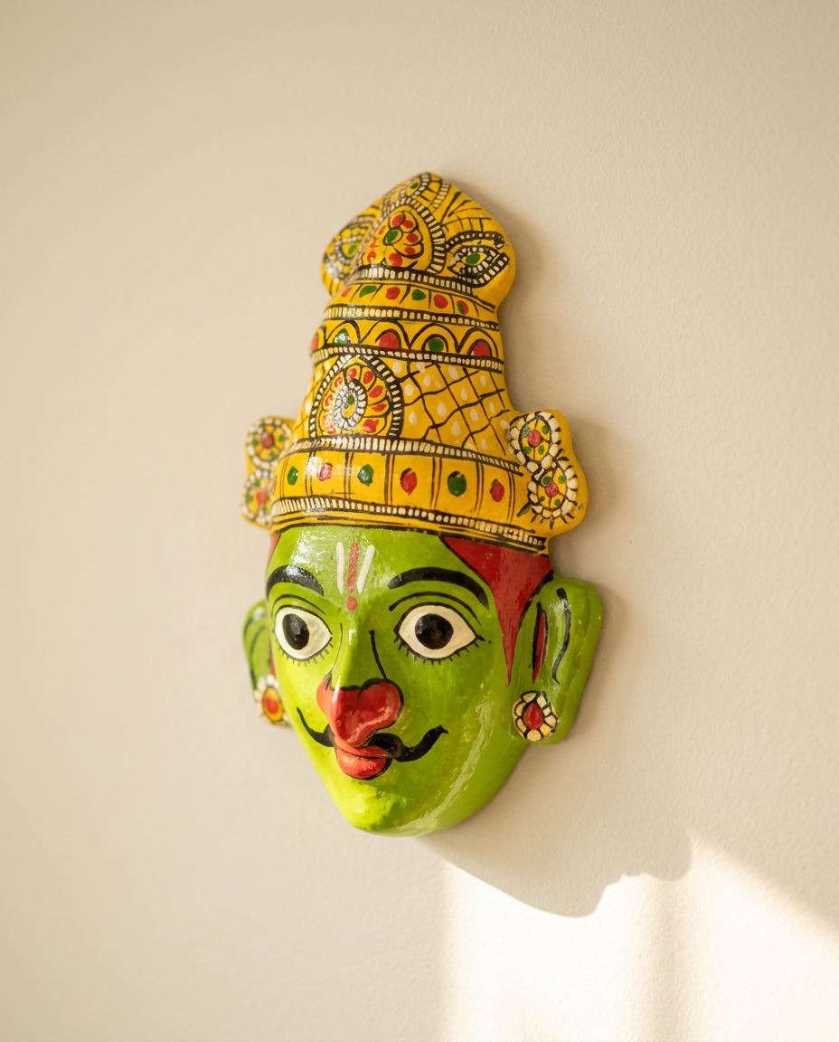 Cheriyal Garuda Mukhauta — Hand-Painted Wall Bust