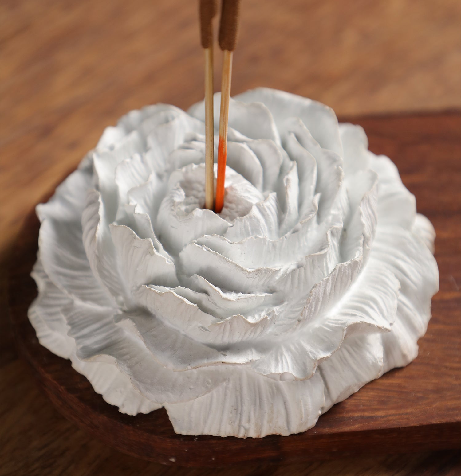 Bloom Ceramic &amp; Wood Incense Holder