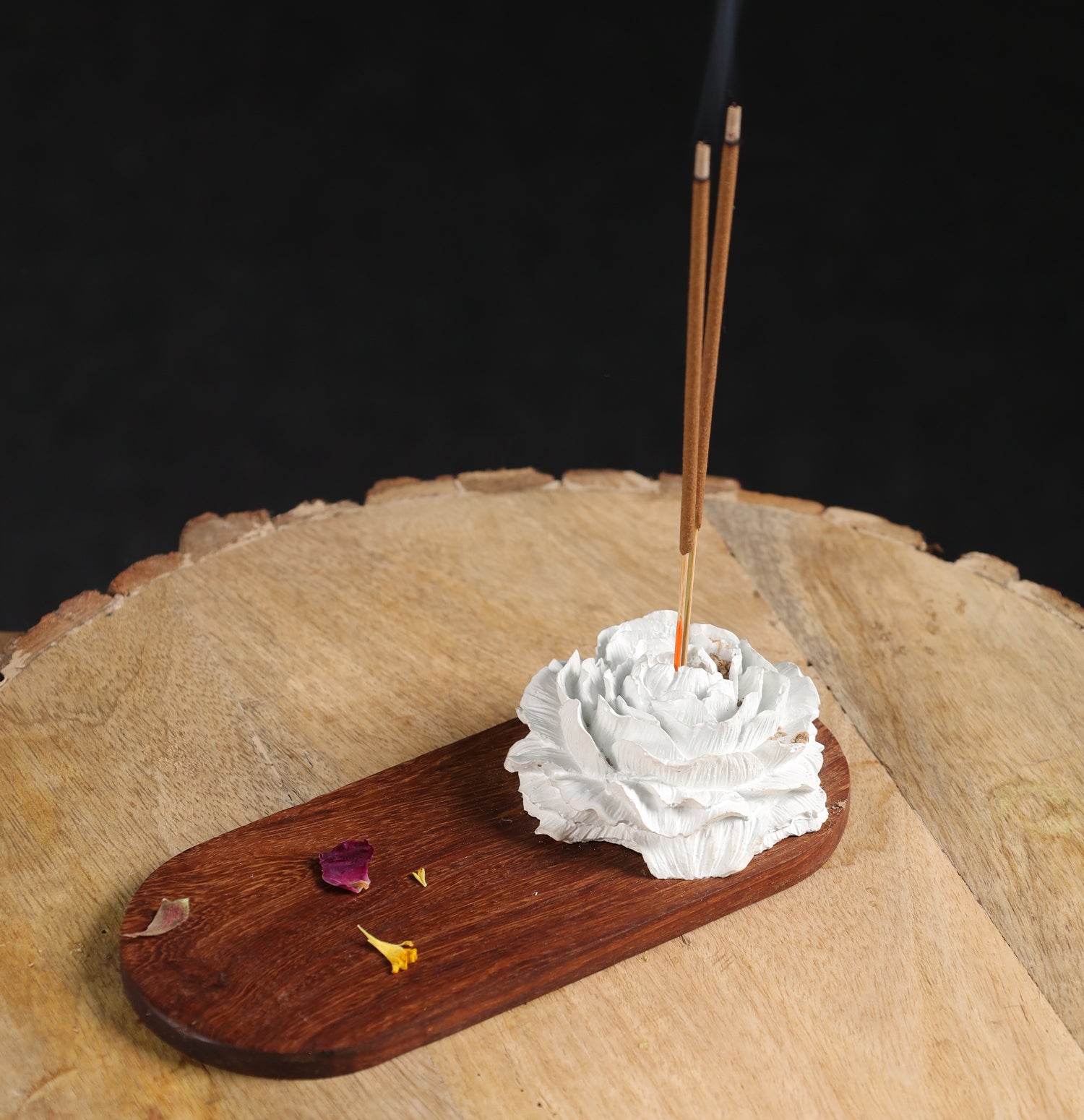 Bloom Ceramic &amp; Wood Incense Holder