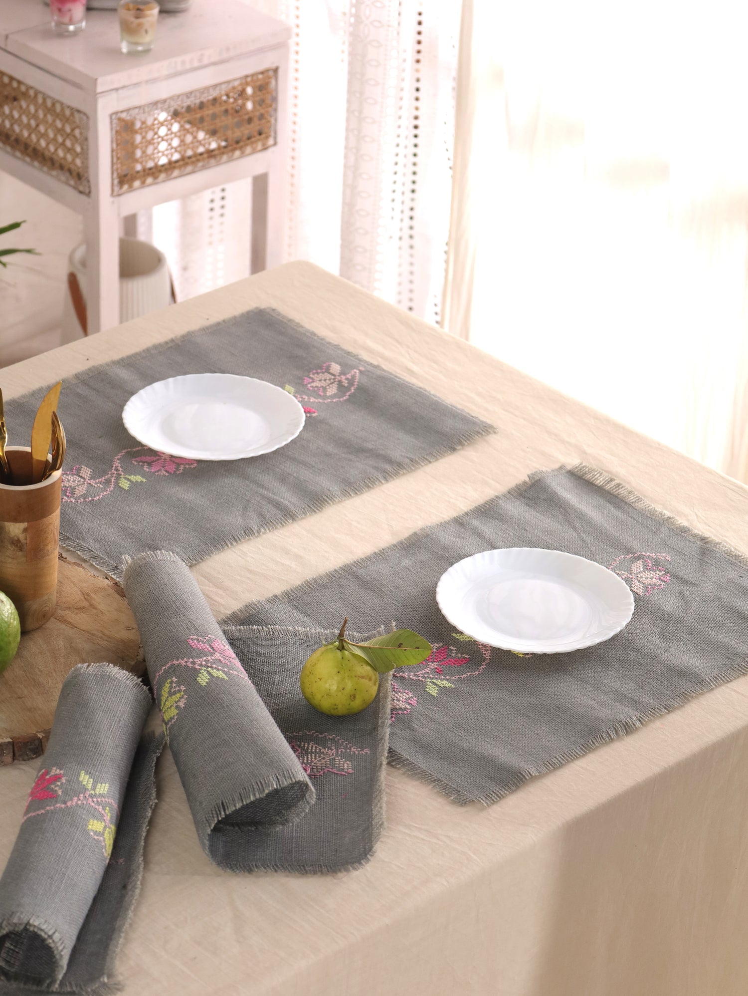 Dove Grey Handwoven Table Mat