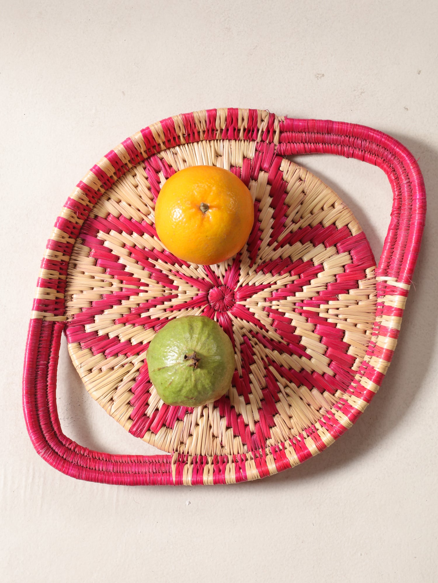Pink Starburst Moonj Grass Basket Tray