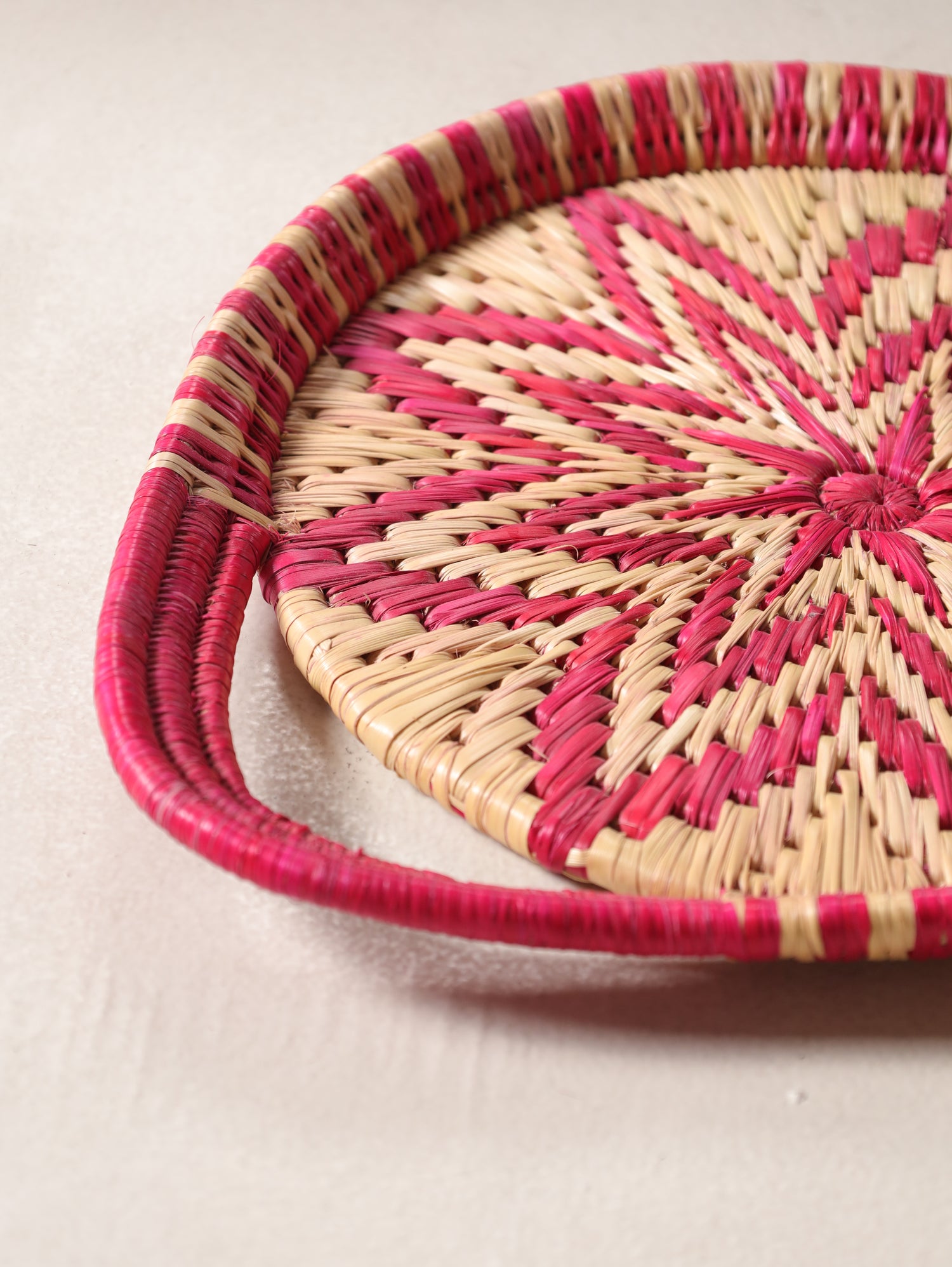 Pink Starburst Moonj Grass Basket Tray