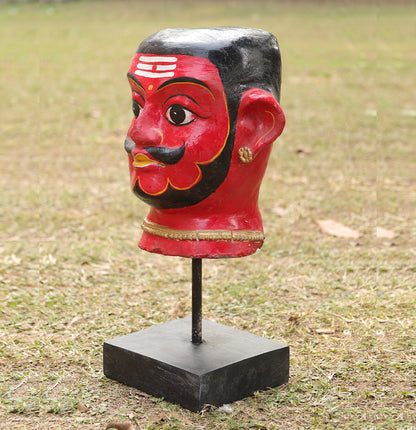Mystic Wooden Face Busts - Set of 2 with Base Stand