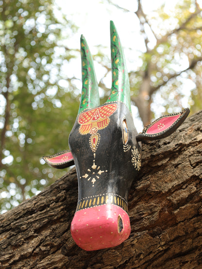 Mystic Cow Wooden Wall Mask