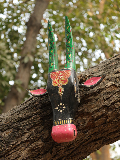 Mystic Cow Wooden Wall Mask