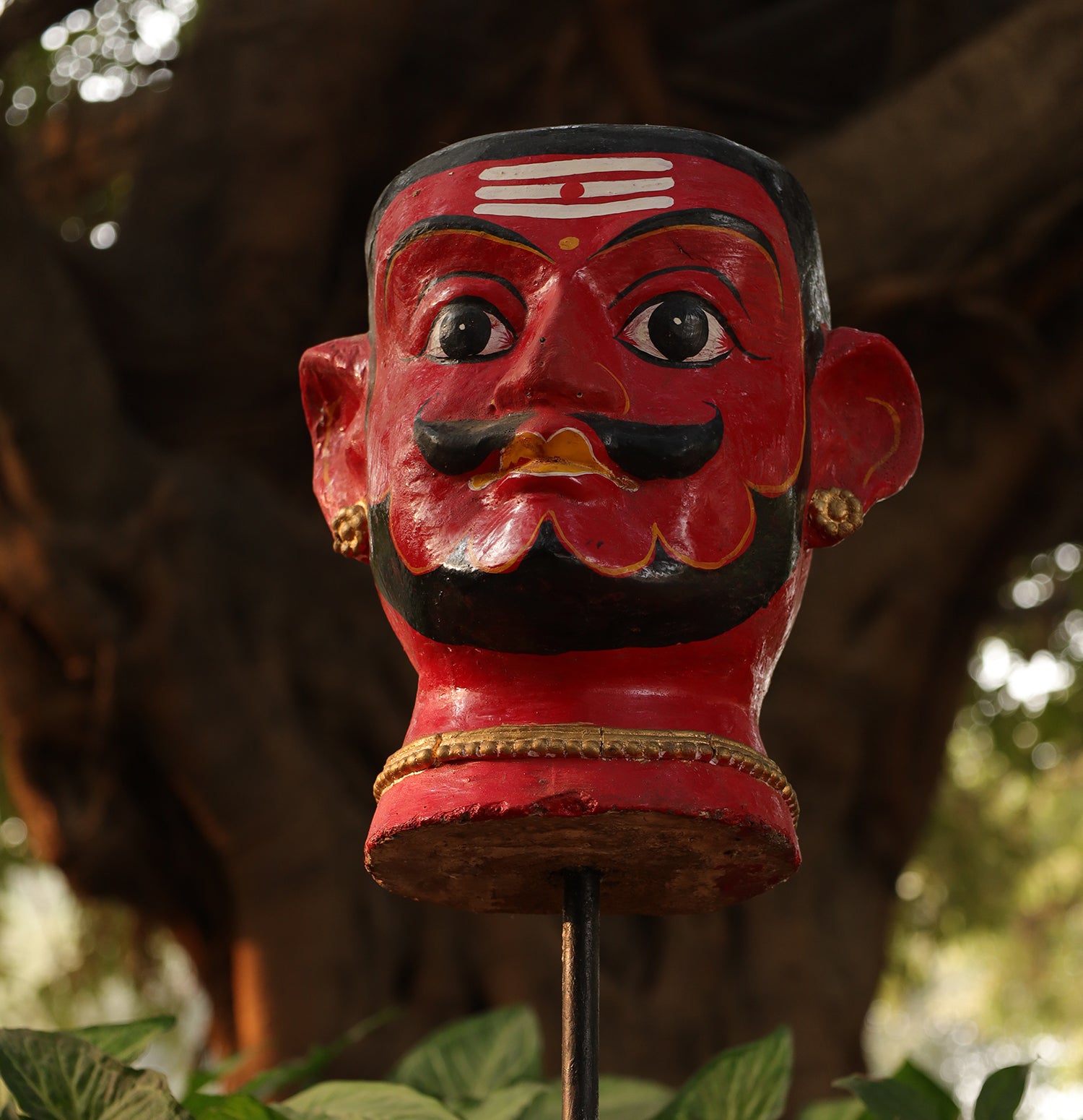 Mystic Wooden Face Busts - Set of 2 with Base Stand