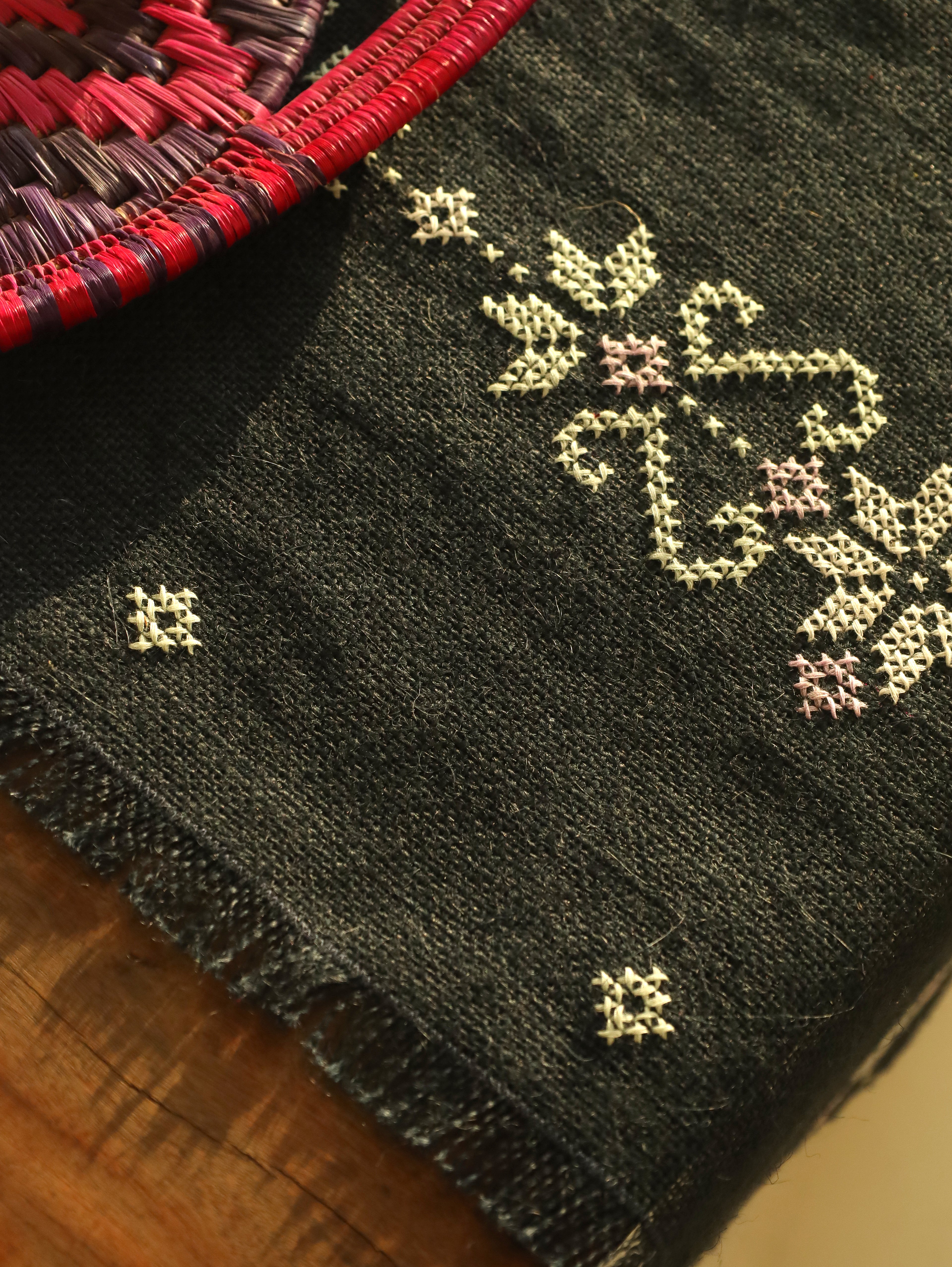 Midnight Bloom Handwoven Table Runner