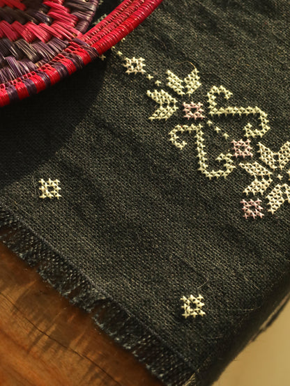 Midnight Bloom Handwoven Table Runner