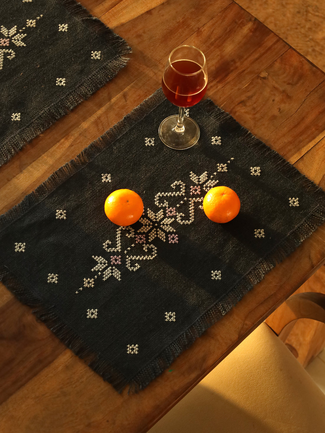 Midnight Bloom Handwoven Table Mat