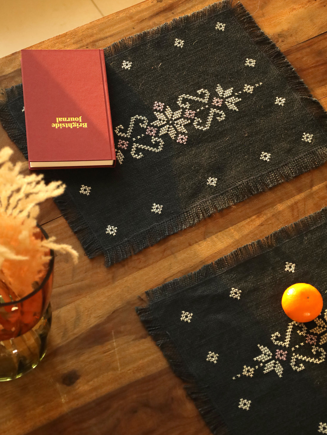Midnight Bloom Handwoven Table Mat