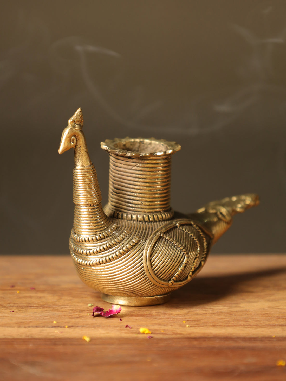 Dhokra Peacock Candle Stand