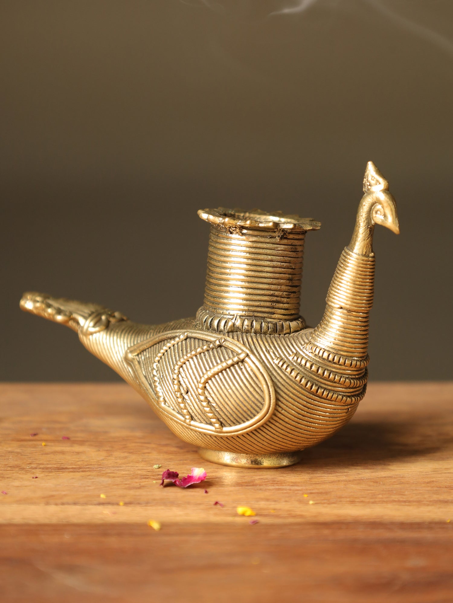 Dhokra Peacock Candle Stand