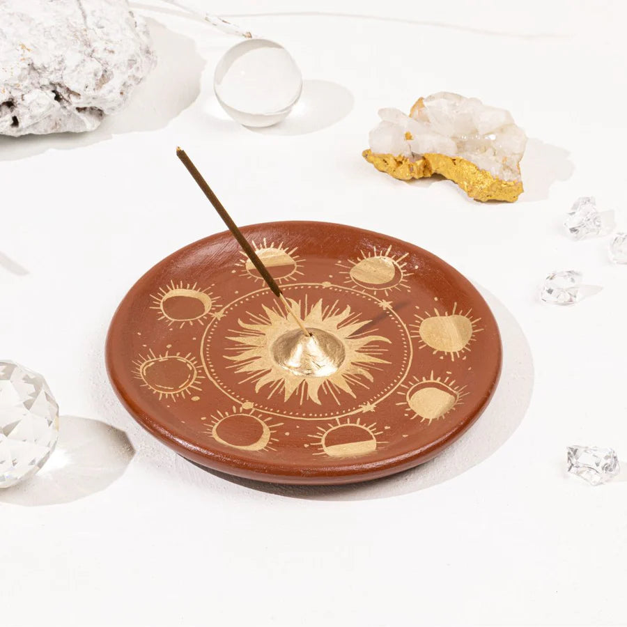 Sun &amp; Moon Terracotta Incense Holder &amp; Trinket Tray