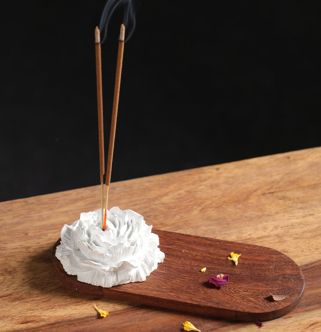 Bloom Ceramic &amp; Wood Incense Holder