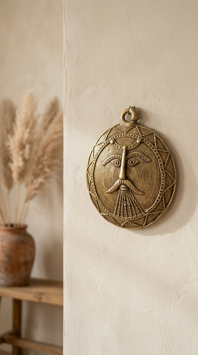 Dhokra Moon Wall Mask