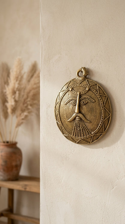 Dhokra Moon Wall Mask