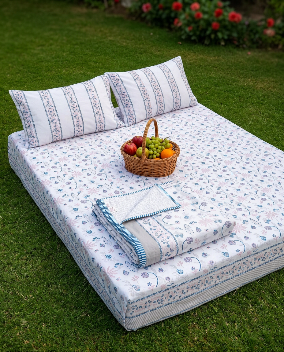 Soft Bloom Bedsheet &amp; Dohar Set