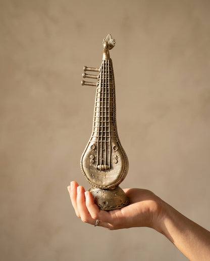 Dhokra Veena Sculpture — Large