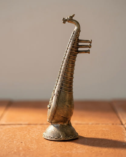 Dhokra Veena Sculpture — Large