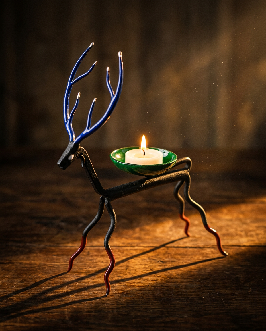 Wrought Iron Reindeer Tealight Holder